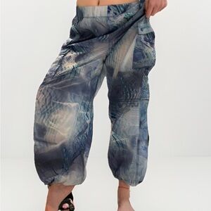 FREE PEOPLE FP Movement Color Burst Hike Pants Blue NEW beach flowy blue Sm